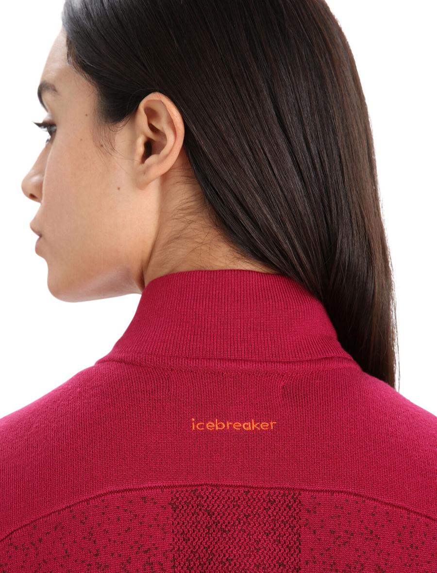 Cherry / Espresso Women's Icebreaker ZoneKnit™ Merino Insulated Vest Into the Deep Jackets | USA 1657VRWD